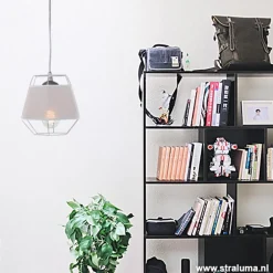 Kleine grijze hanglamp draad met stof