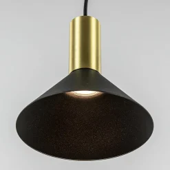 Kleine hanglamp driehoek zwart met brons