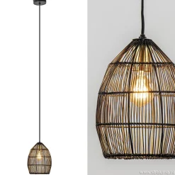 Kleine hanglamp Meya zwart met goud draad