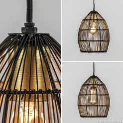 Kleine hanglamp Meya zwart met goud draad