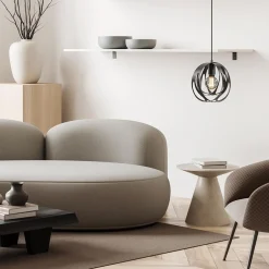 Kleine hanglamp rond mat zwart