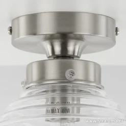 Kleine stalen plafondlamp glas helder