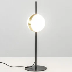 Kleine tafellamp bol zwart met goud