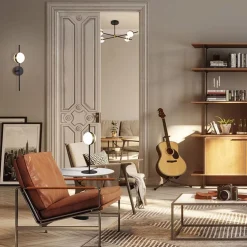 Kleine tafellamp bol zwart met goud