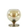 Kleine tafellamp goud met amber kleurig glas