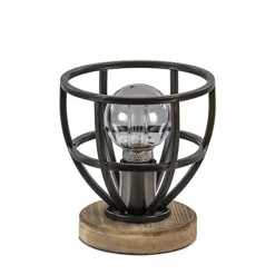 Kleine tafellamp Matrix zwart met hout