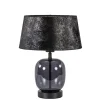 Kleine tafellamp zwart glas met stoffen kap