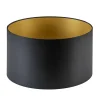 Lampenkap zwart/goud cilinder met gouden binnenzijde, hoogte 20cm, Ø 35cm, warm omgeslagen