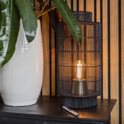 L&L tafellamp Gruaro zwart draad