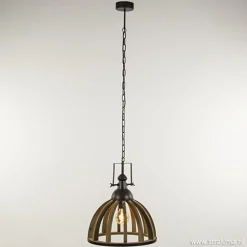 Landelijk hanglamp Djem hout/zink
