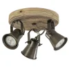 Landelijke 3-lichts plafondspot Seed metaal met hout