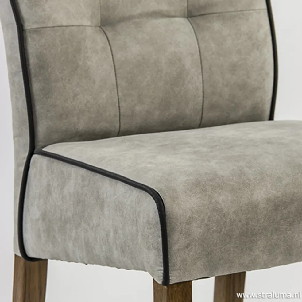 Landelijke stoel grijs met zwarte bies