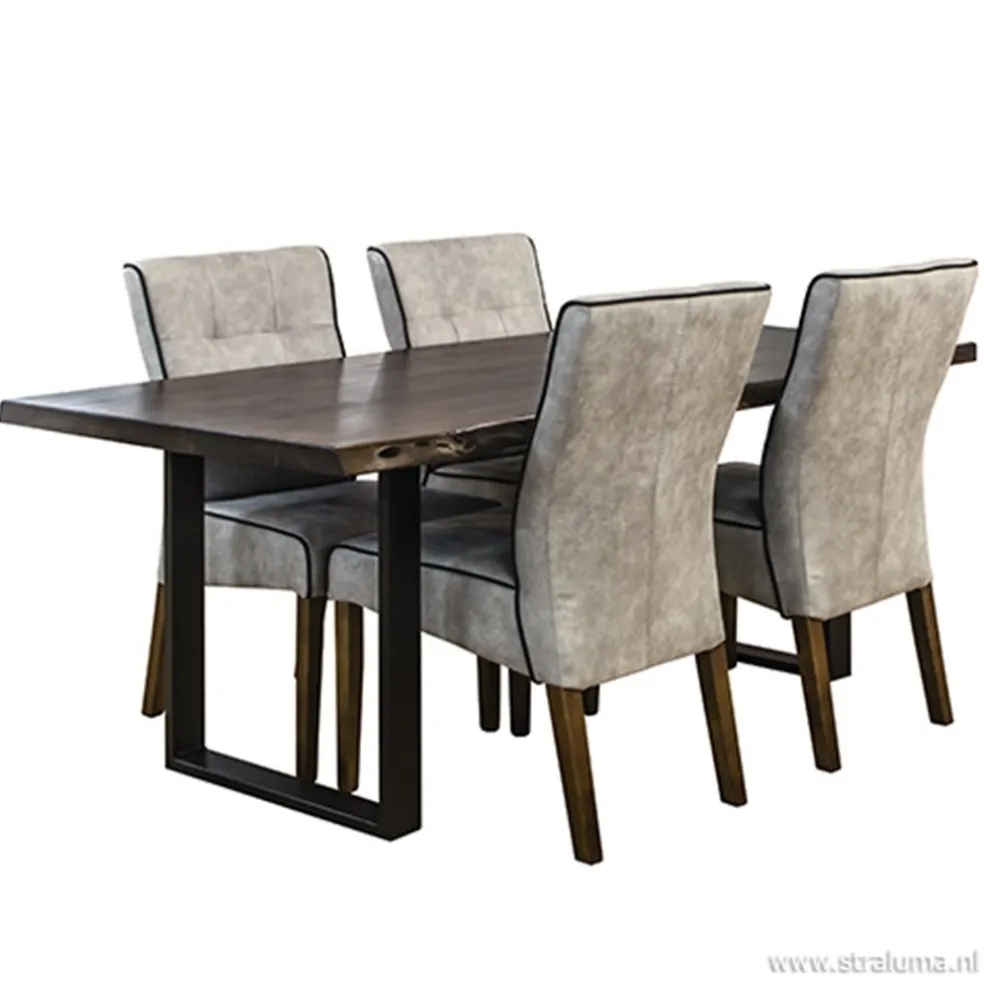 Landelijke stoel grijs met zwarte bies