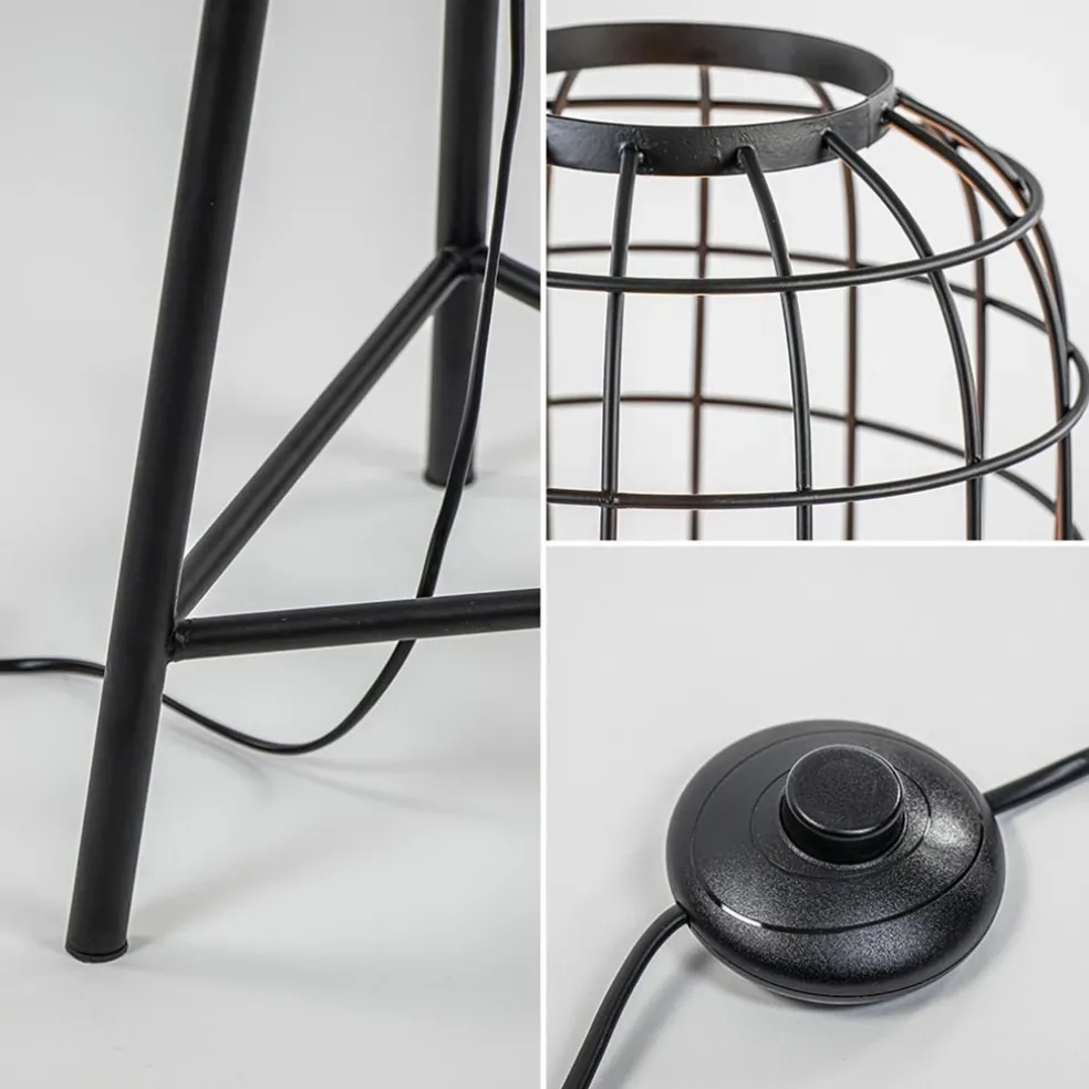 Landelijke vloerlamp Toah mat zwart met brons