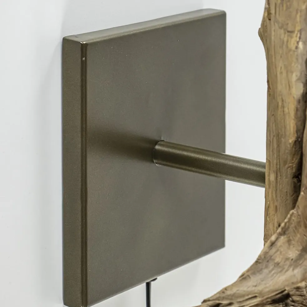 Landelijke wandlamp Bluma hout exclusief kap