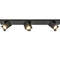 Langwerpige 3L opbouwspot met vierkante spots zwart