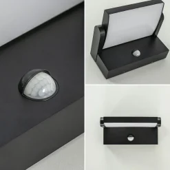 LED buitenlamp zwart met draaibare kap en sensor
