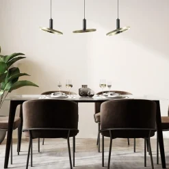 LED eettafelhanglamp 3-lichts balk zwart/goud dimbaar