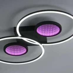 LED plafondlamp zwart ringen met RGB en memory