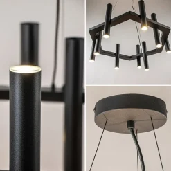 12-Lichts design hanglamp 6-hoekig mat zwart