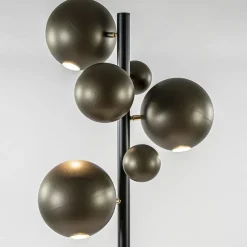 3-Lichts design vloerlamp zwart met platinum bollen