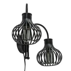 2-Lichts draad wandlamp mat zwart