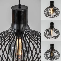 3-Lichts eettafelhanglamp onion mat zwart