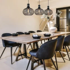 3-Lichts eettafelhanglamp onion mat zwart