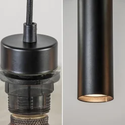 8-Lichts eettafelhanglamp smoke glas + GU10 spots