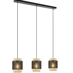 3-Lichts eettafelhanglamp webbing met zwart