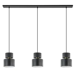 3-Lichts eettafelhanglamp zwart met goud accent