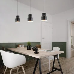 3-Lichts eettafelhanglamp zwart met goud accent