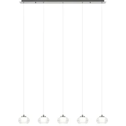 5-Lichts hanglamp chroom met helder glas en dimbaar LED