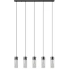 5-Lichts hanglamp cilinder helder glas met zwart