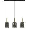 3-Lichts hanglamp Lekar antiek brons met smoke glas
