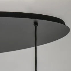 5-Lichts hanglamp ovaal mat zwart met titanium glas