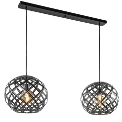 2-Lichts hanglamp Scandinavisch/landelijk mat zwart