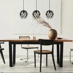 3-Lichts hanglamp zwart met ronde kappen