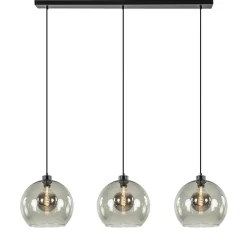 3-Lichts hanglamp zwart met smoke glas