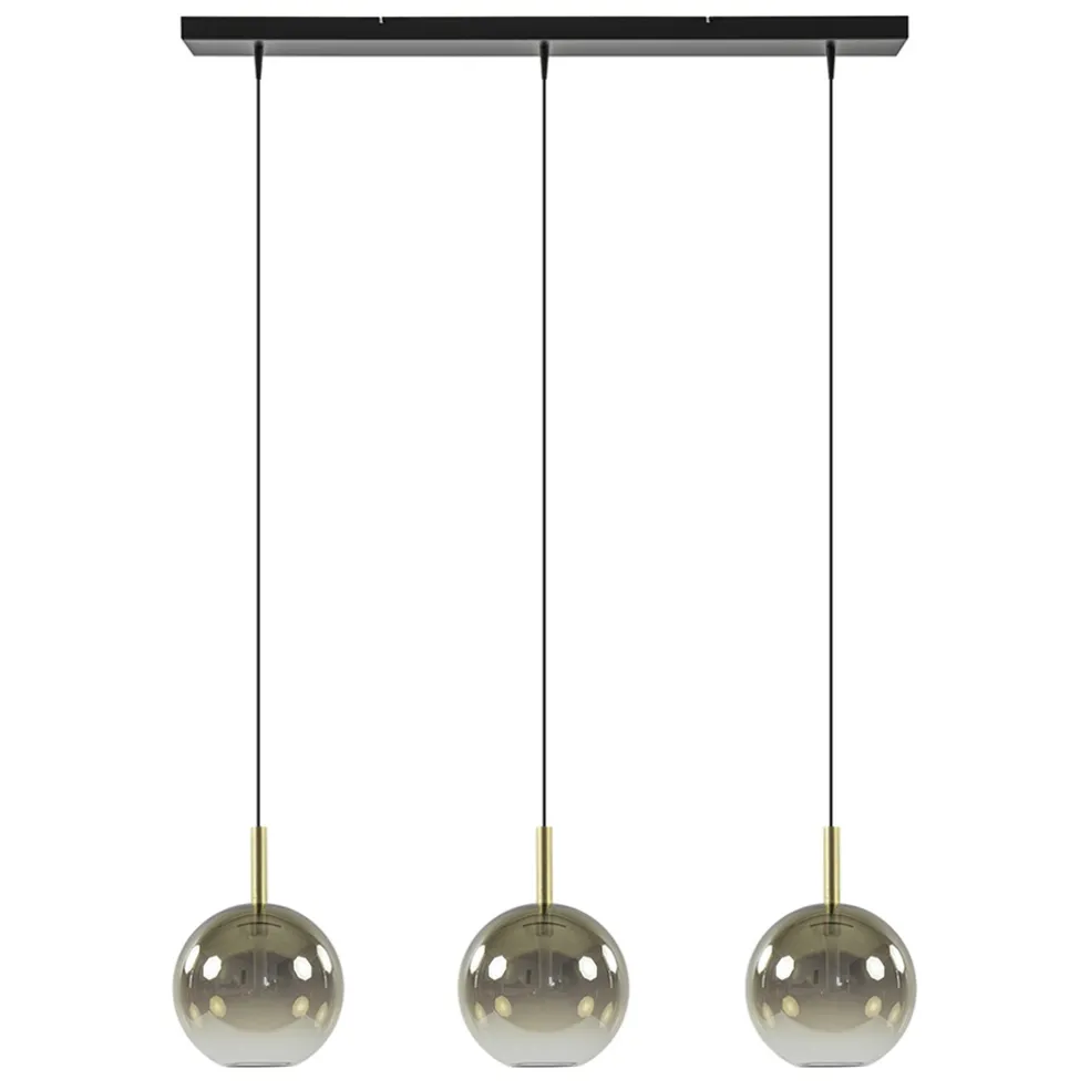 3-Lichts LED eettafelhanglamp met gold fading glas