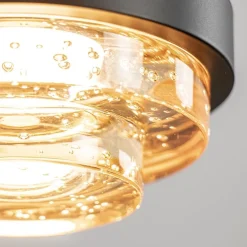 5-Lichts LED eettafelhanglamp zwart met champagne glas