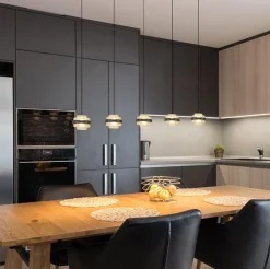 5-Lichts LED eettafelhanglamp zwart met champagne glas