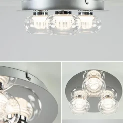 3-Lichts LED plafondlamp chroom met helder glas