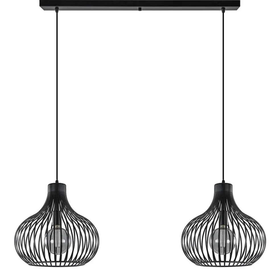 2-Lichts moderne hanglamp draad zwart