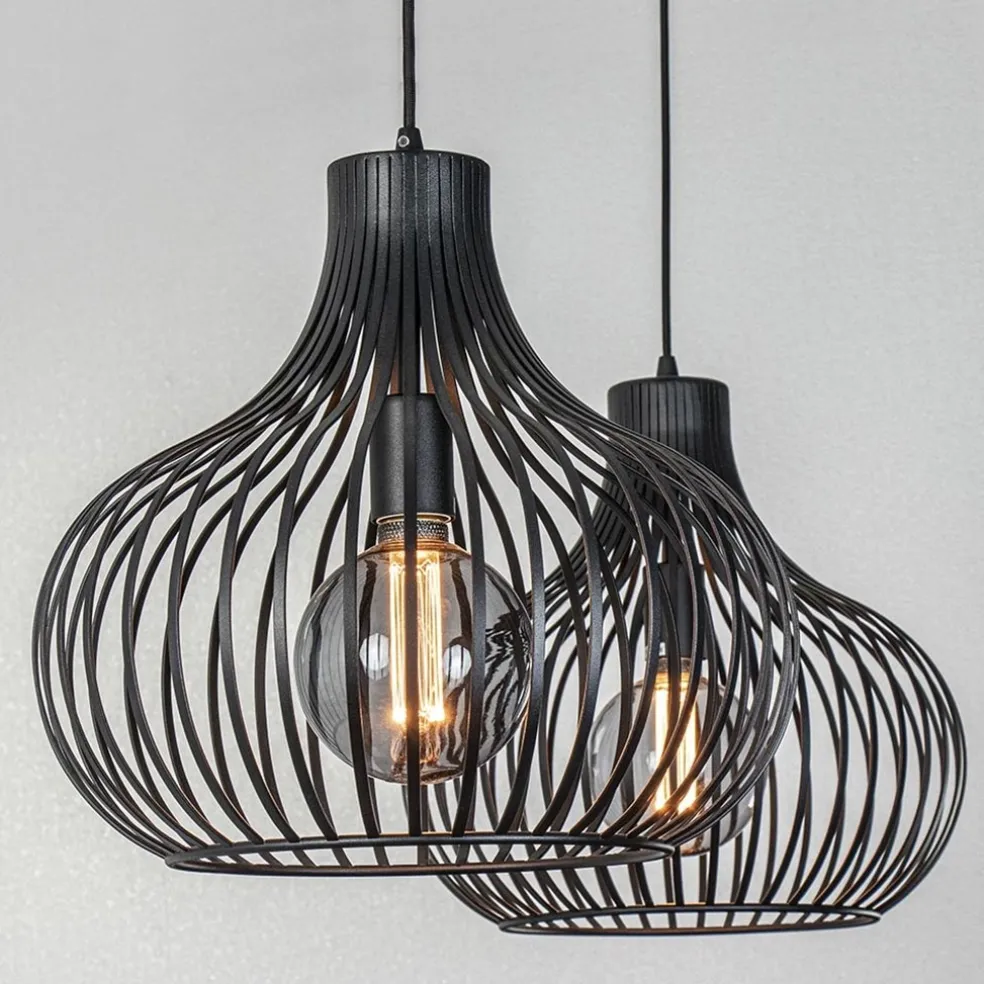 2-Lichts moderne hanglamp draad zwart