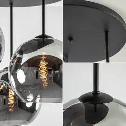 3-Lichts plafondlamp mat zwart met titanium glas