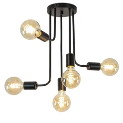 5-Lichts plafondlamp pendel mat zwart excl lichtbronnen