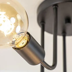 5-Lichts plafondlamp pendel mat zwart excl lichtbronnen