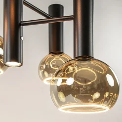 5-Lichts vide hanglamp textured black excl lichtbronnen