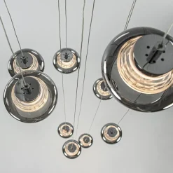 10-Lichts videlamp chroom/smoke glas inclusief dimbaar LED